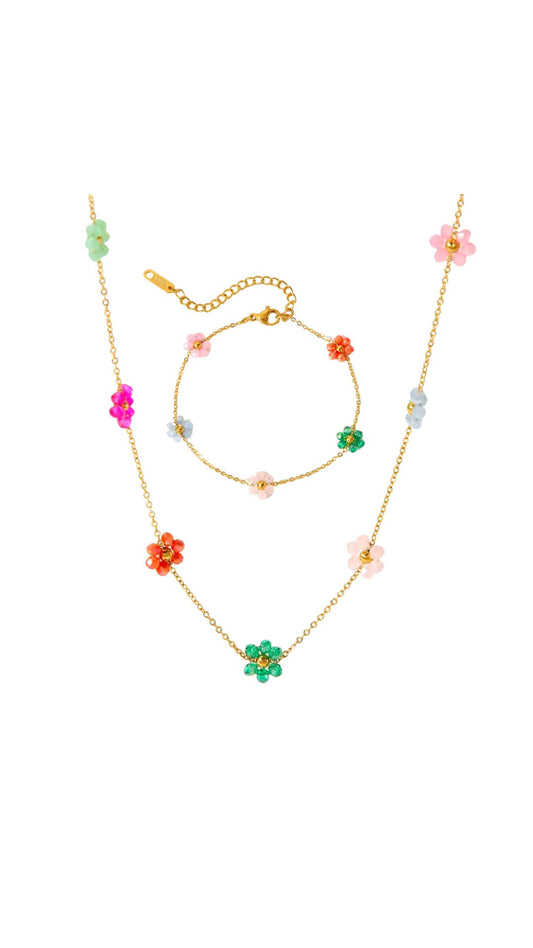 Daisy Flower Necklace & Bracelet