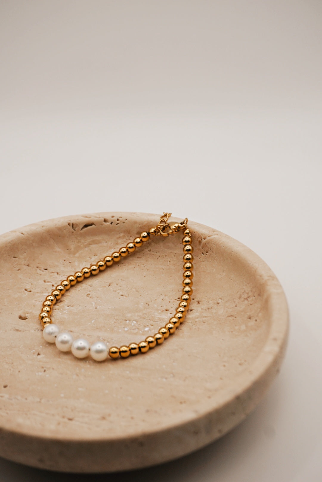 Gold-Plated Pearl Beaded Bracelet