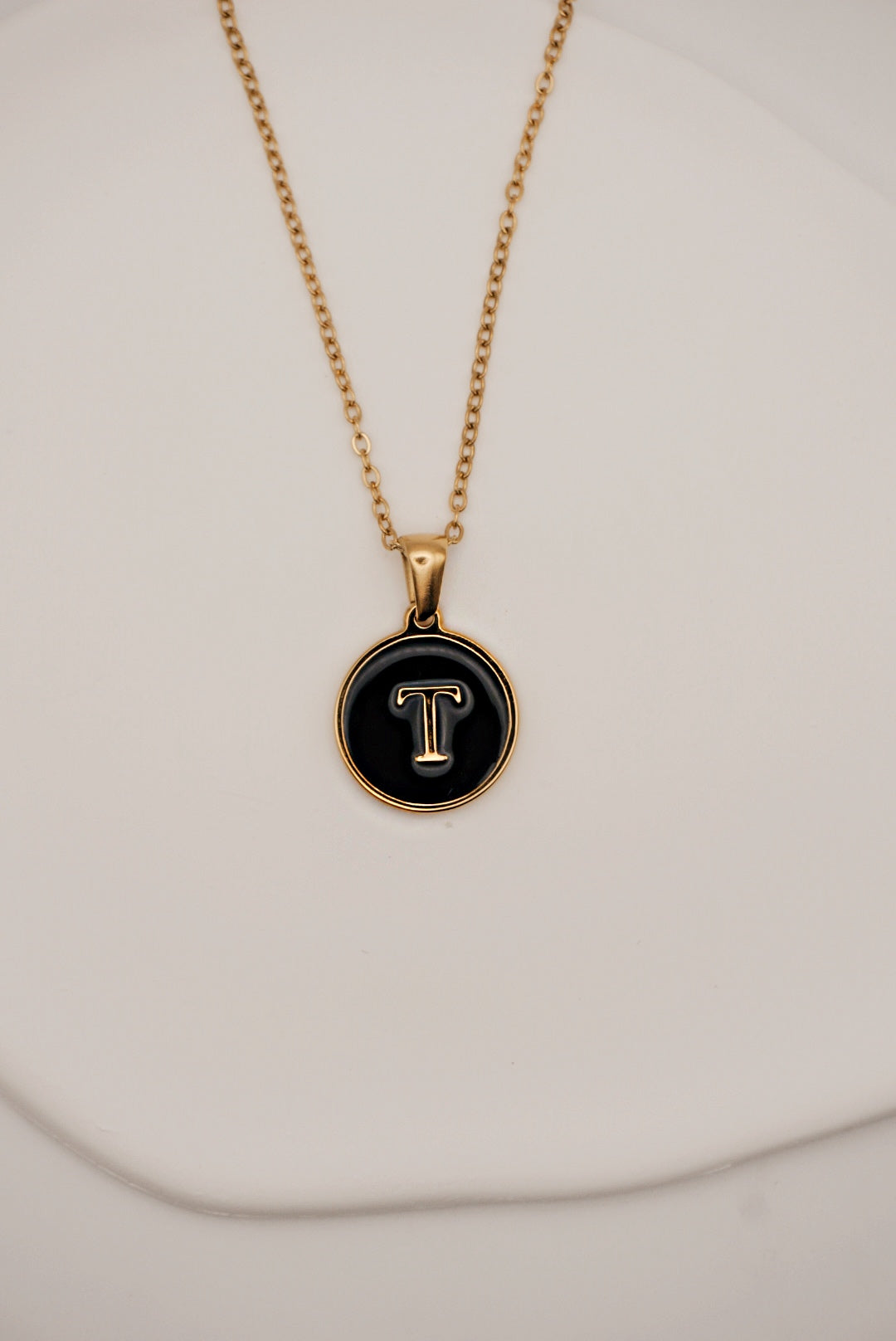 Letter Black Gold Necklace