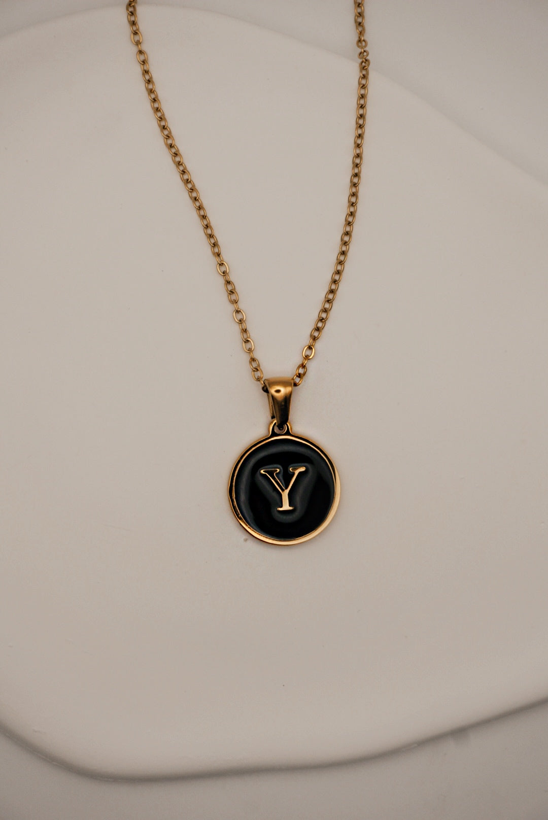 Letter Black Gold Necklace